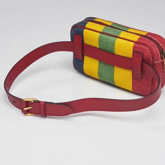 Gucci Multicolor Striped Canvas and Leather Baiadera Belt Bag Size 90/36 - Picture 4 of 10